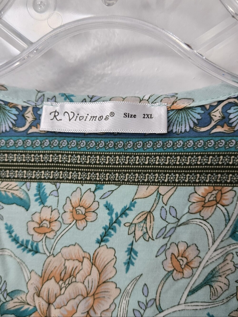 R.Vivimos Floral Print Tassel Bohemian Midi Dress Casual Chic  Fairy Size 2XL - Picture 3 of 4